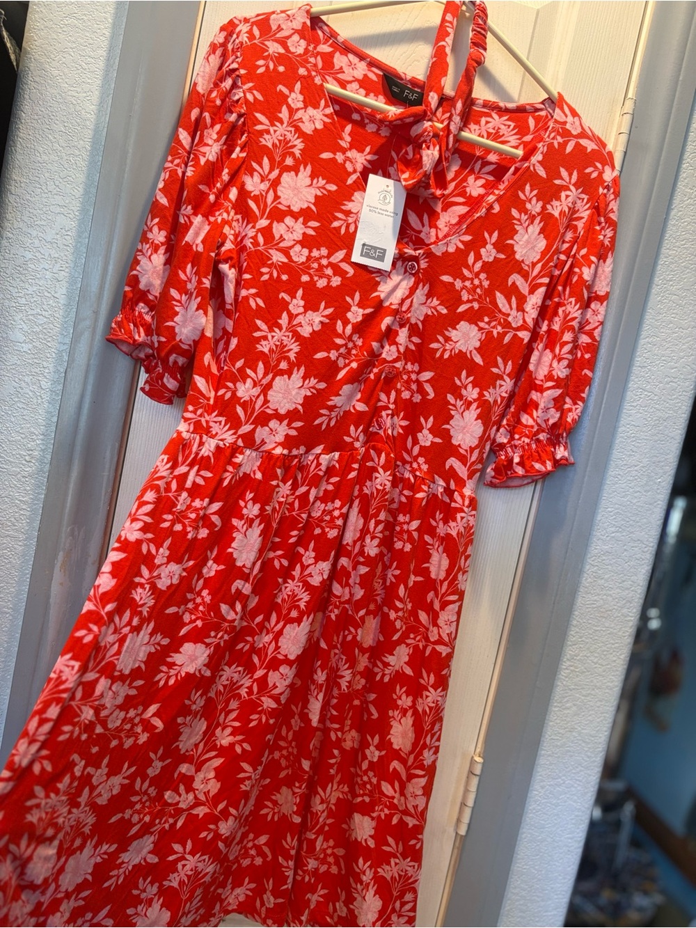 F&F Red Floral Midi Dress